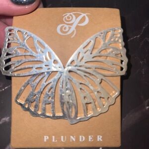 Plunder Silver Butterfly Filigree Statement Earrings
